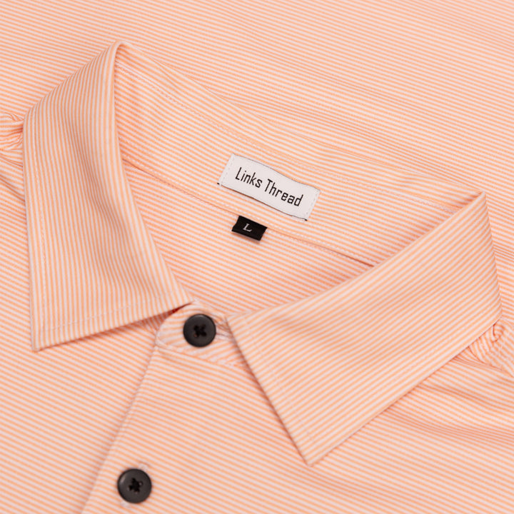 Huntington Polo - Salmon & White Stripe