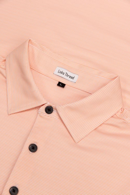 Huntington Polo - Salmon & White Stripe