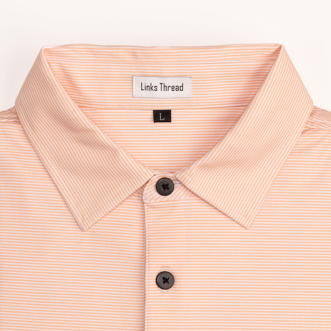 Huntington Polo - Salmon & White Stripe