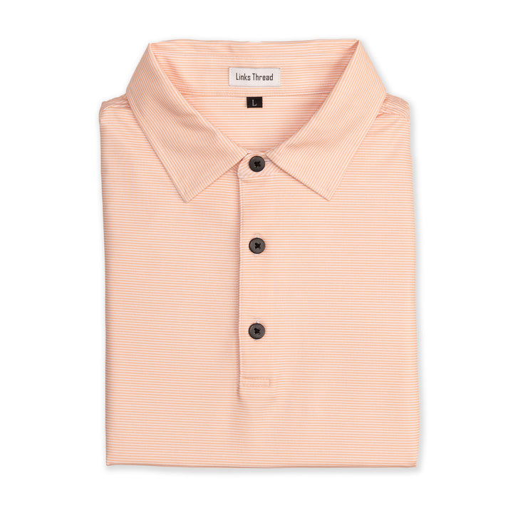 Huntington Polo - Salmon & White Stripe